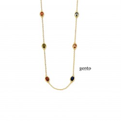 Ketting met kleurstenen verguld zilver