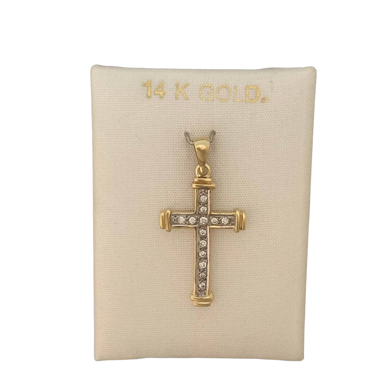 14k Geelgouden kruisje met diamant.