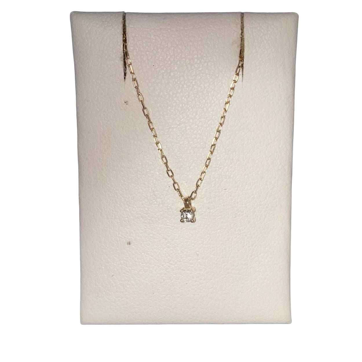 14k Geelgouden anker collier met briljant. 42-45cm