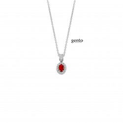 Ketting met zilveren hangermet zirconium /red