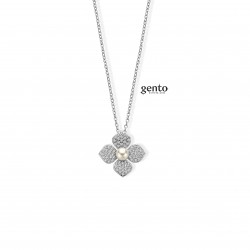 Ketting met hanger bloemvorm zirconium /parel