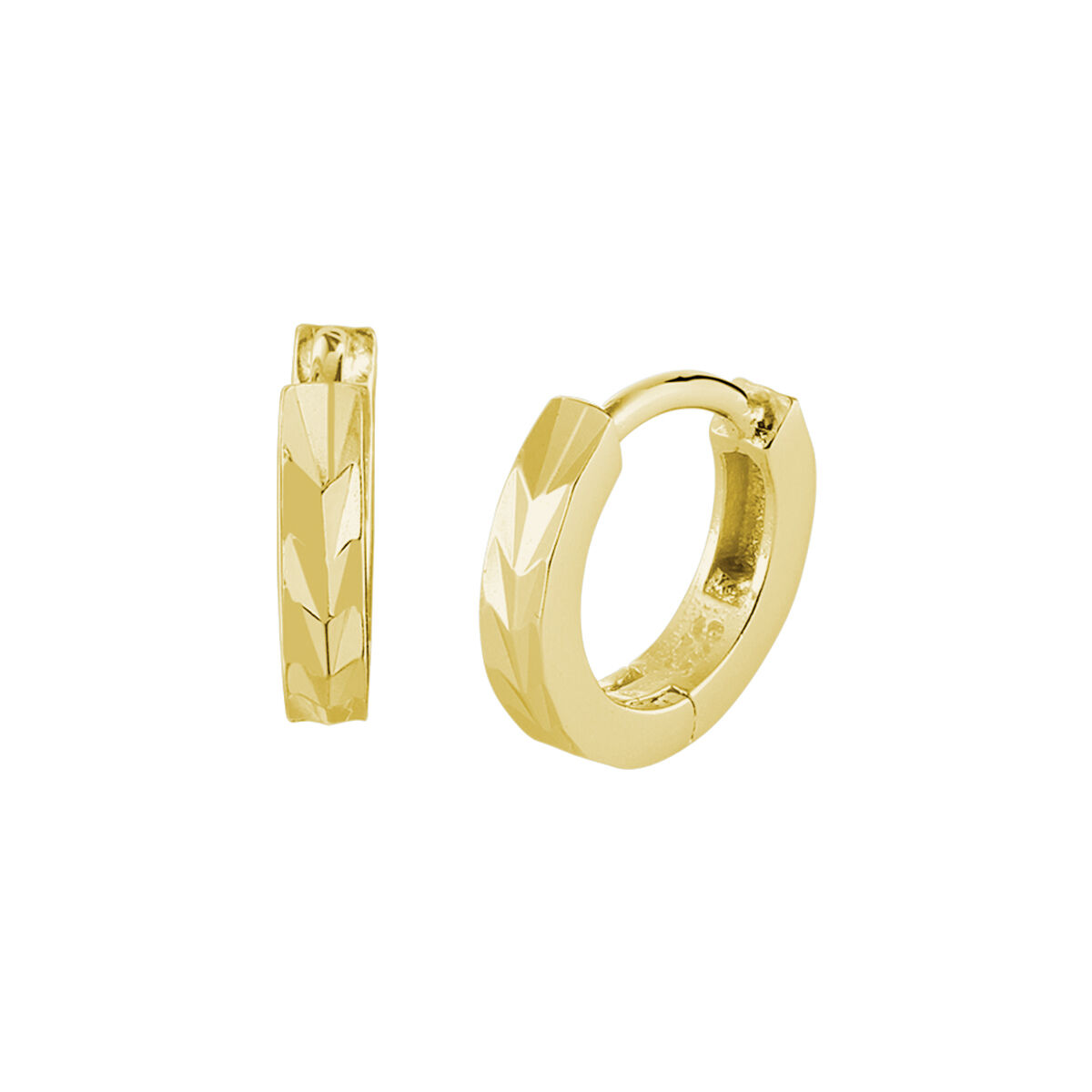 Geelgoud op 925 zilveren klapoorringen met een diameter van 12mm. Geen garantie op plating.