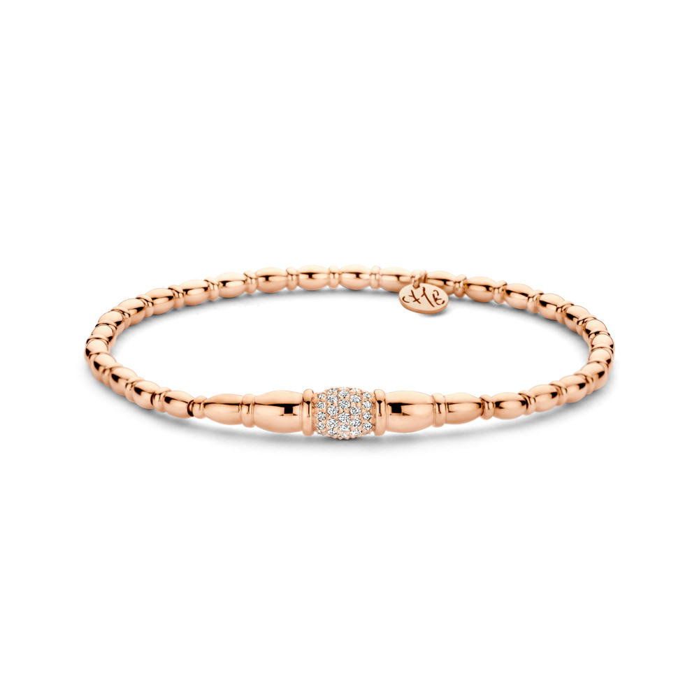 Roségouden stretch armband met diamanten 0.23ct.