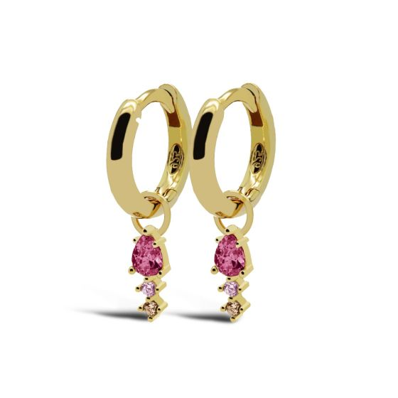 Karma oorringen Duo Ruby Red Drop | zilver verguld | A67GP_RR