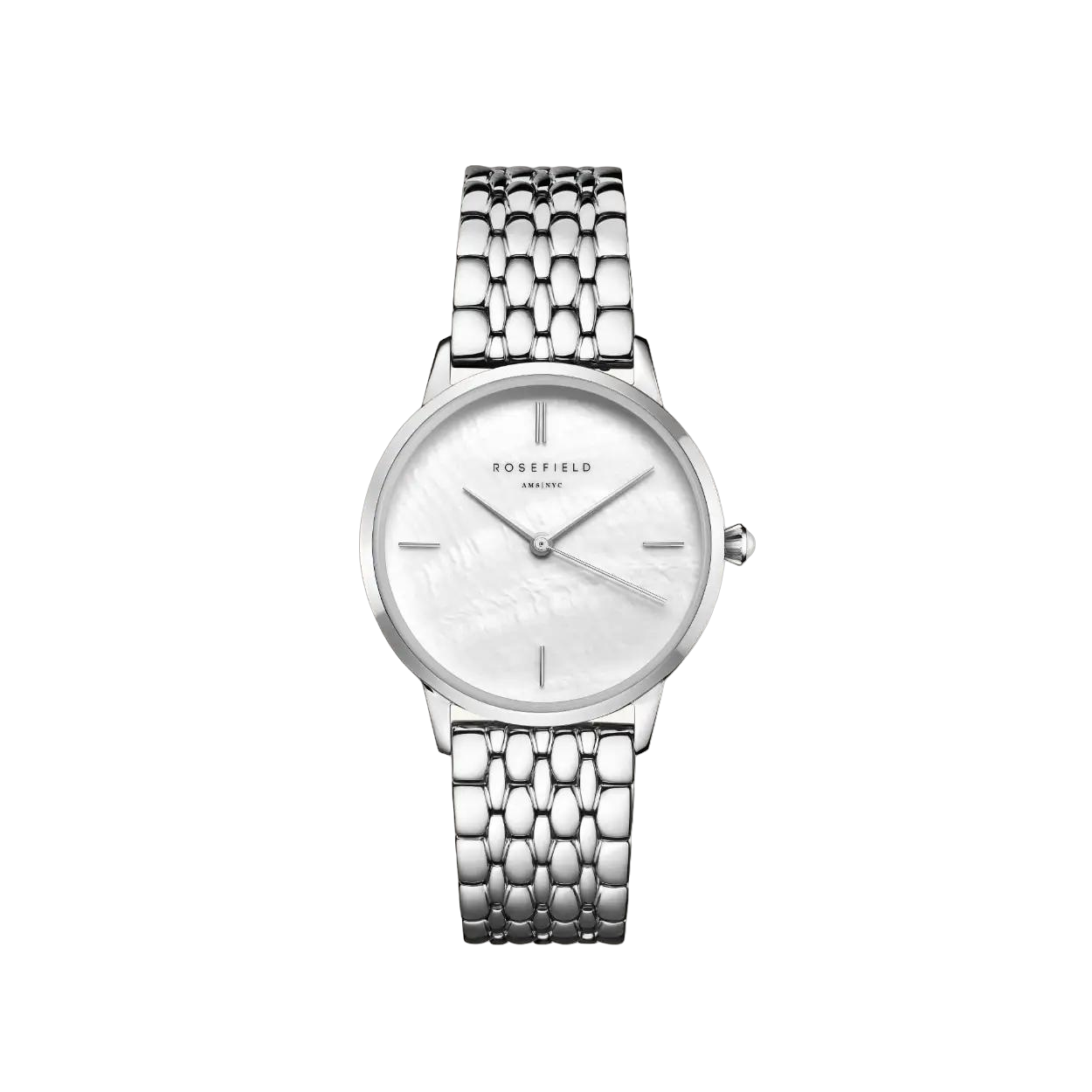 Rosefield horloge, Round staal/parelmoer