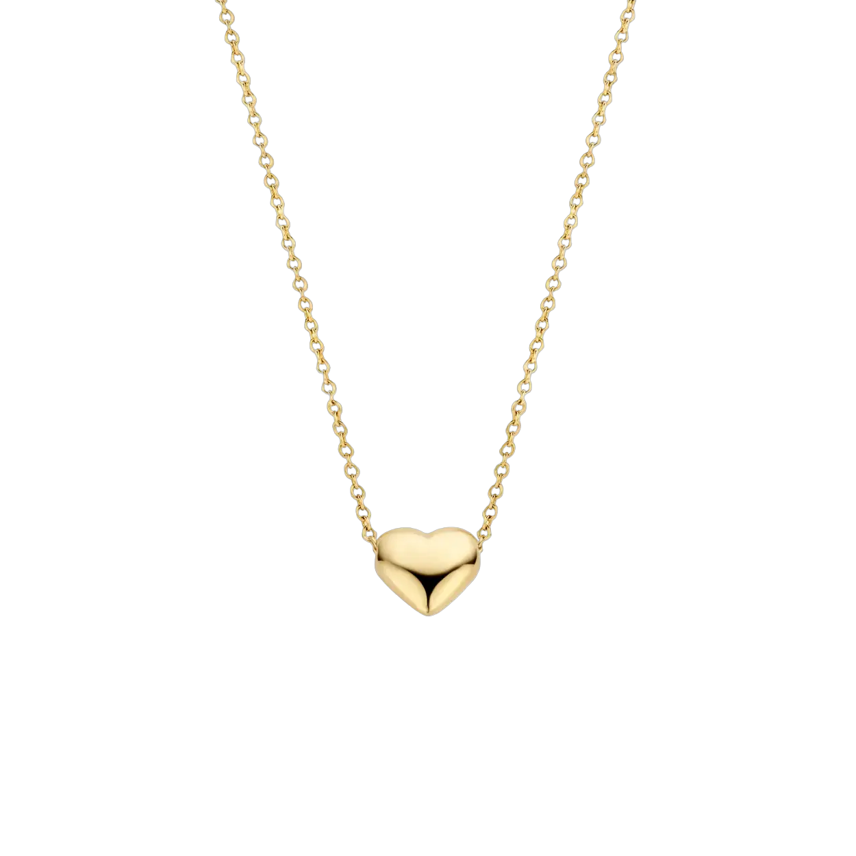 Het prachtige hart aan dit 14k geelgouden collier maakt dit sieraad het ultieme cadeau voor een geliefd persoon. Het hartje heeft een doorsnede van 0.9 mm en het collier met subtiele ronde schakels is 42 cm lang. 