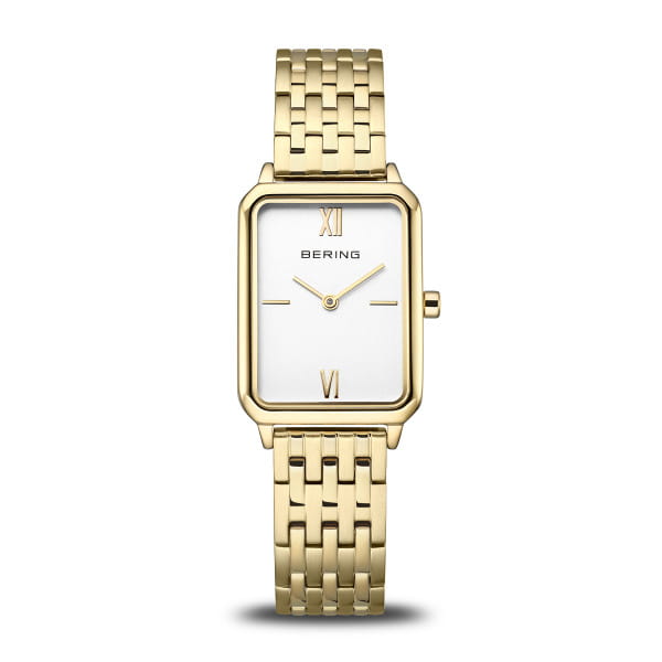Dames horloge goudkleurig 
met schakel armband 