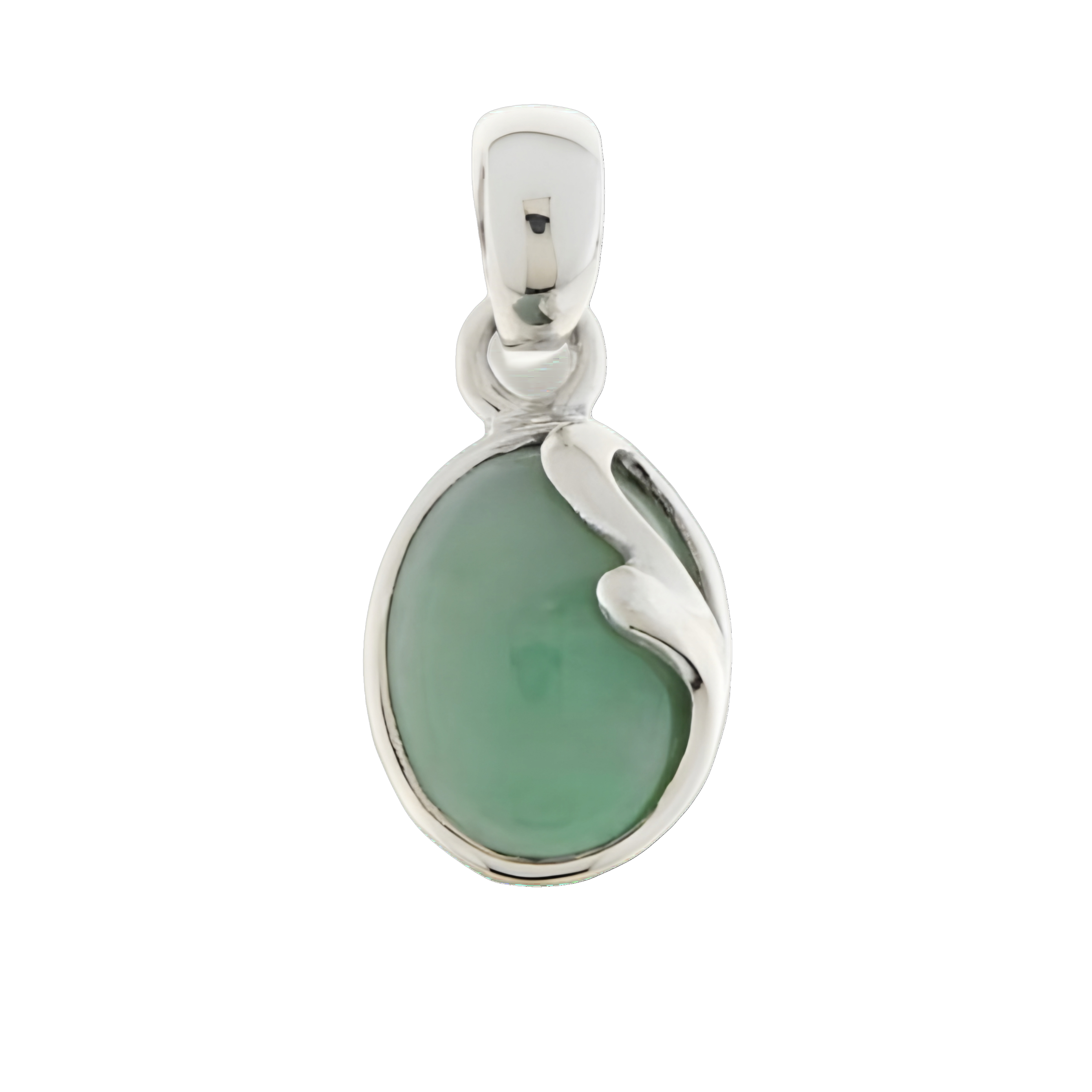 Sterling Zilveren Hanger met Ovaal Cabochon geslepen Natural Jadeite Jade Type A