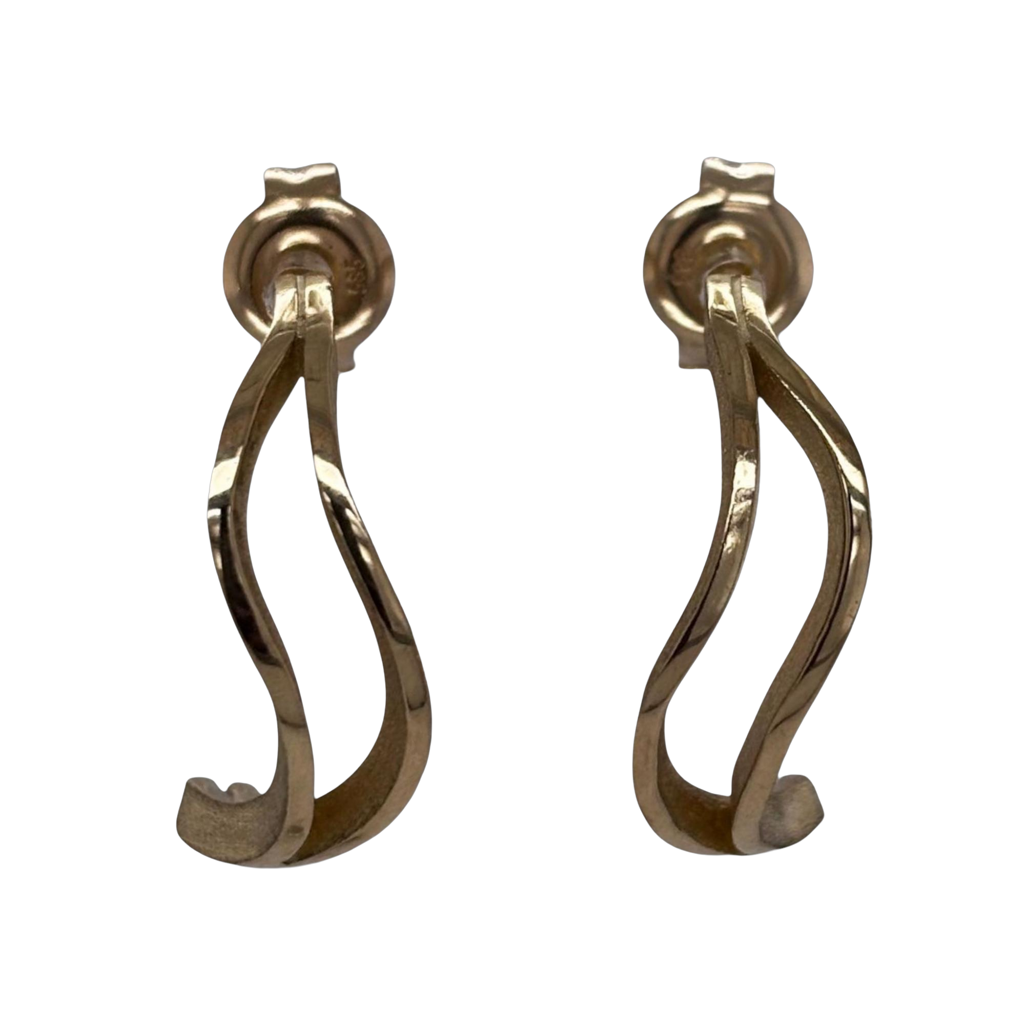 14kt gouden oorstekers uit eigen collectie Waves 19.5mm lang