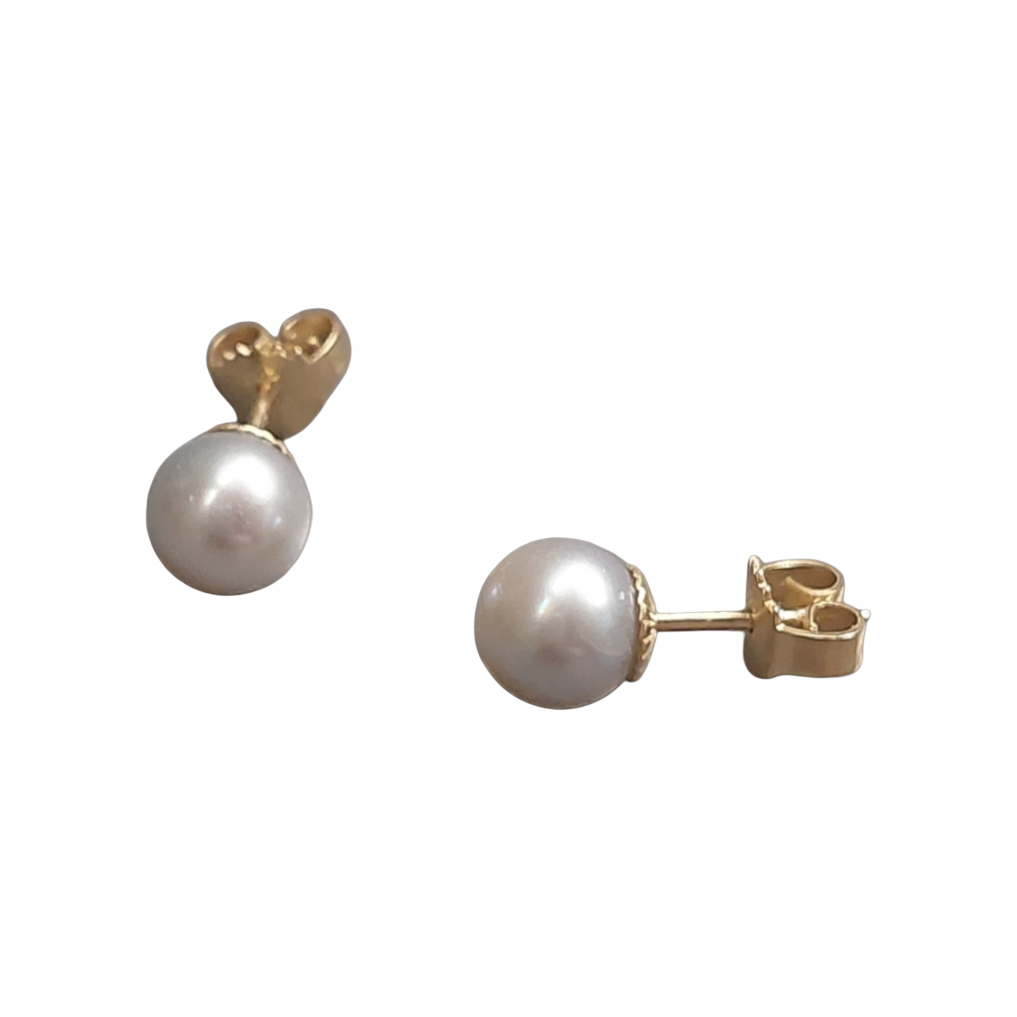 14kt gouden oorsteker met grijze parel 