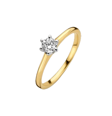 14kt gouden ring met Diamant 0.08ct