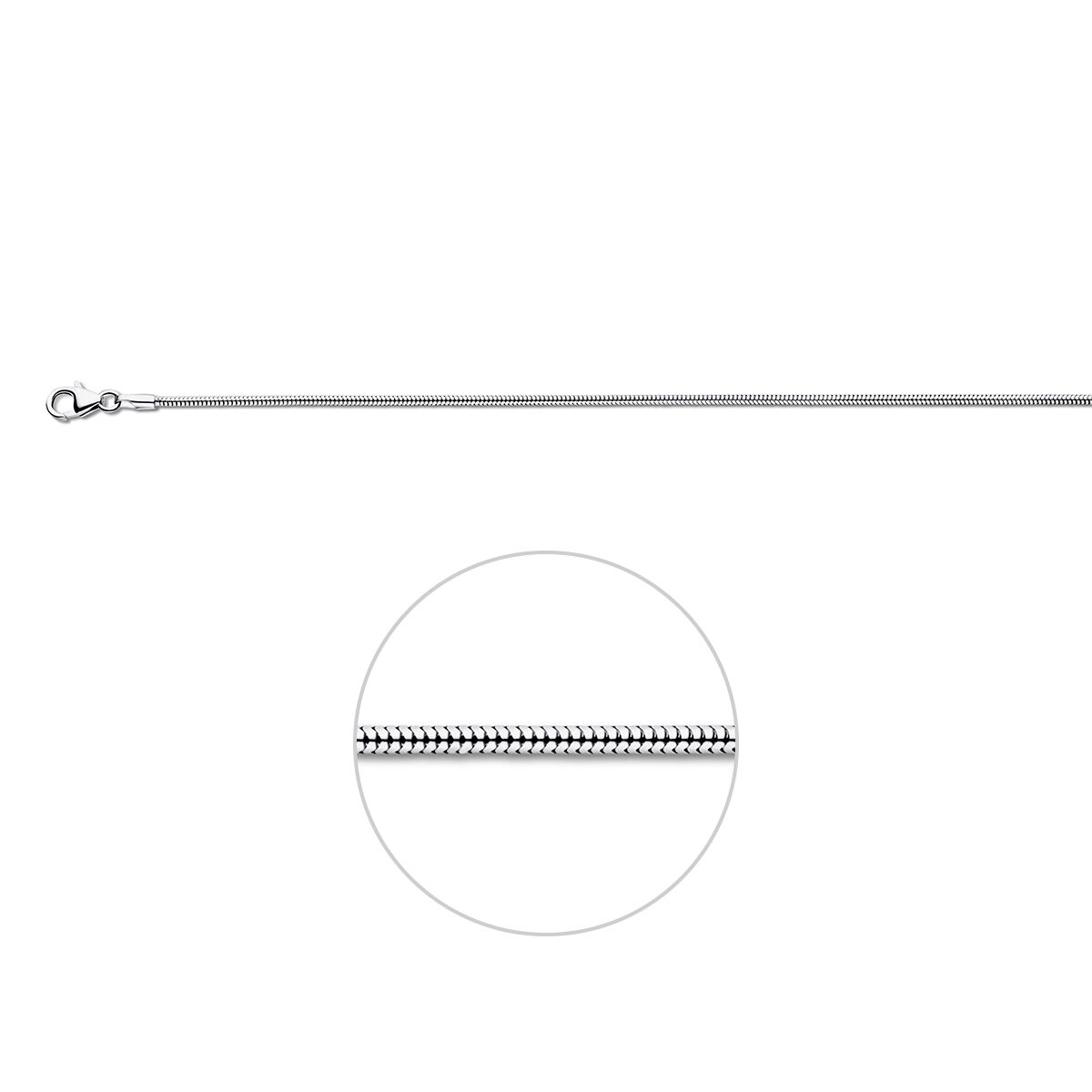 witgouden lengtecollier, slang 1,6mm 50cm