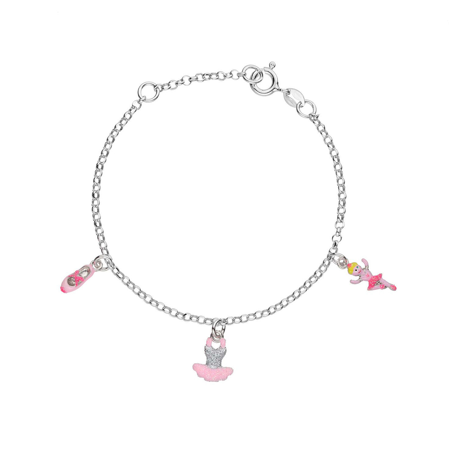 zilveren bedelarmband, 3 bedels ballet