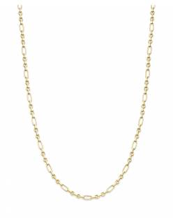 14‑karaats handgemaakt schakelcollier (45 cm) met zilveren kern. 4,3 mm breed.