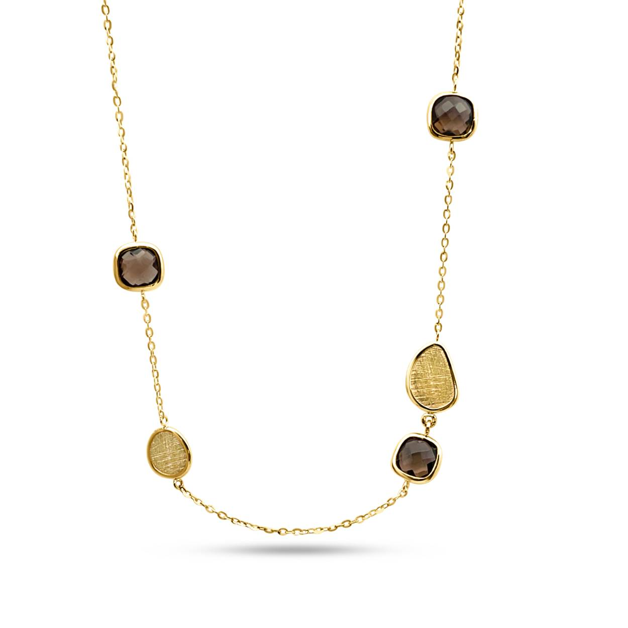 Ketting geel 18 kt met rookkwartz