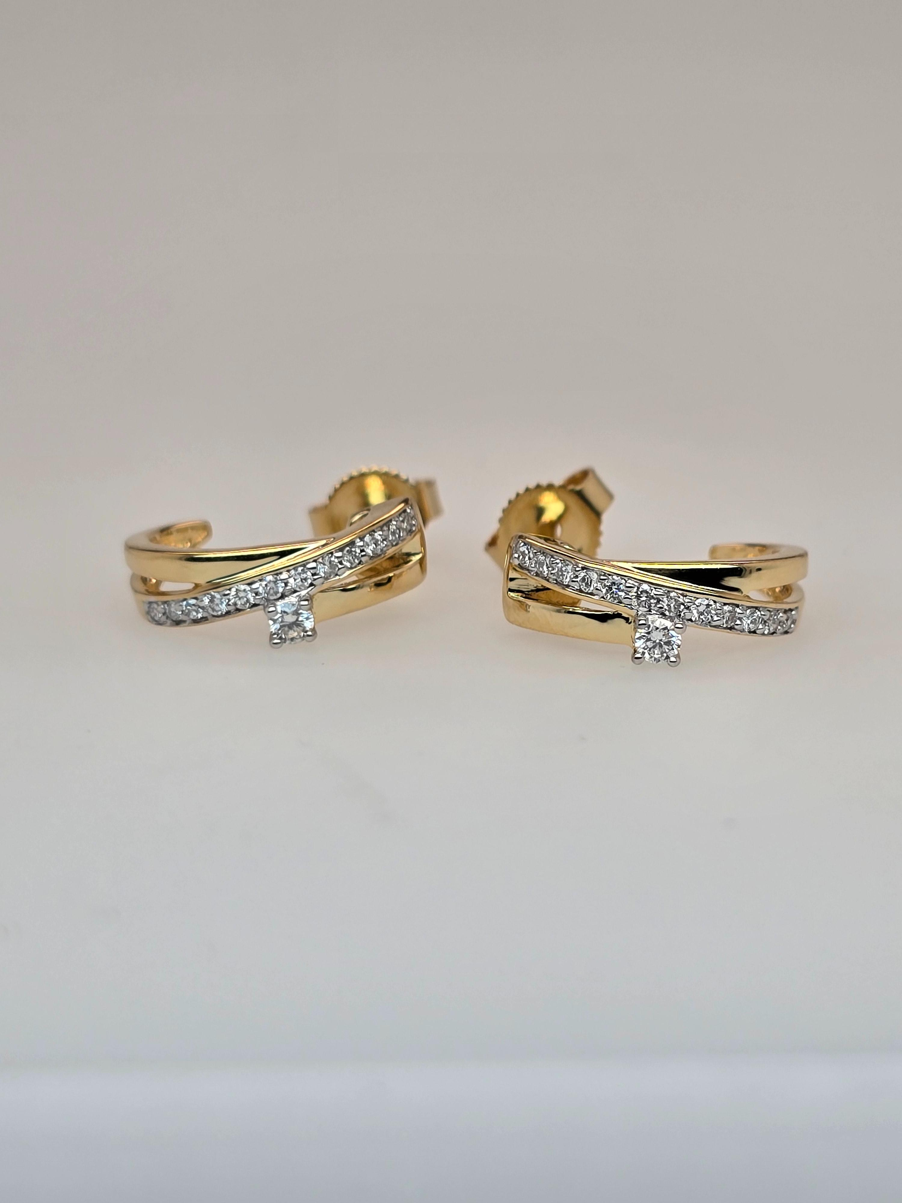 Oorringen goud 18kt met diamanten 