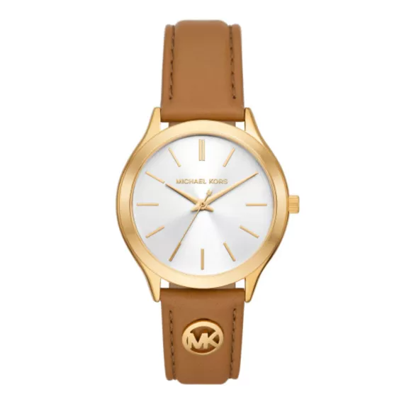 Op zoek naar een tijdloos horloge met luxe uitstraling? Kom op tijd in stijl met dit moderne designerhorloge van Michael Kors. Het Slim Runway MK7543 model heeft een stalen kast en bruine leren band.
