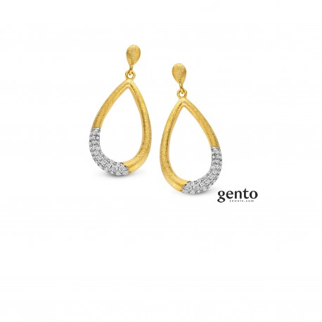 Oorbellen hangers zilver verguld met zirconium