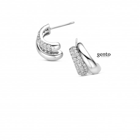 Oorbellen zilver van Belgische Gento collectie met zirconium