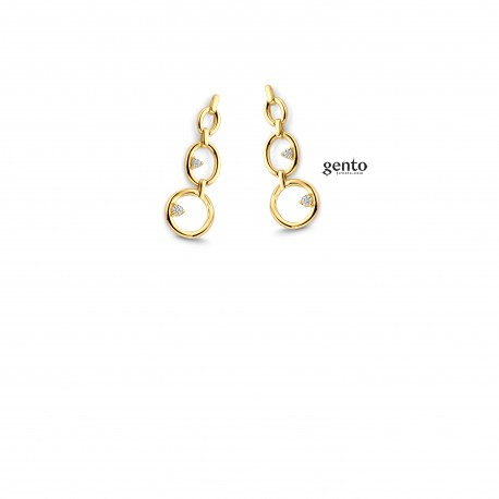 Oorbellen zilver van het Belgisch merk Gento verguld met zirconium