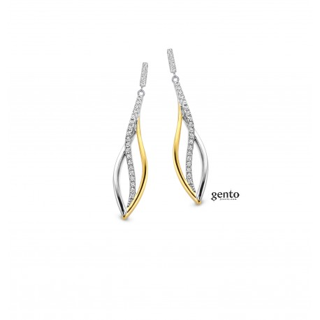 Oorbellen hangers zilver bicolor