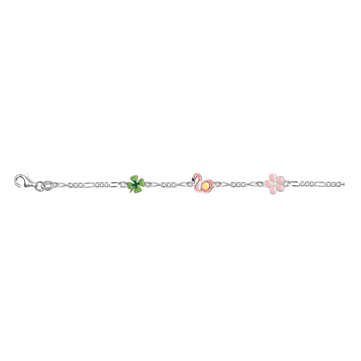Zilveren meisjes armband bloem Flamingo bloem