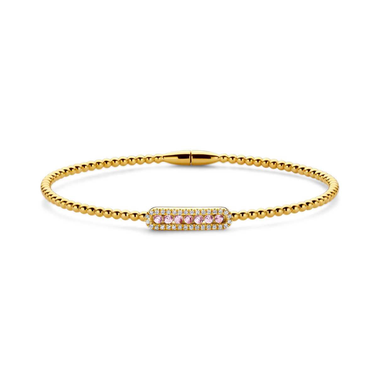Naiomy Gold Armband met briljant en roze saffier