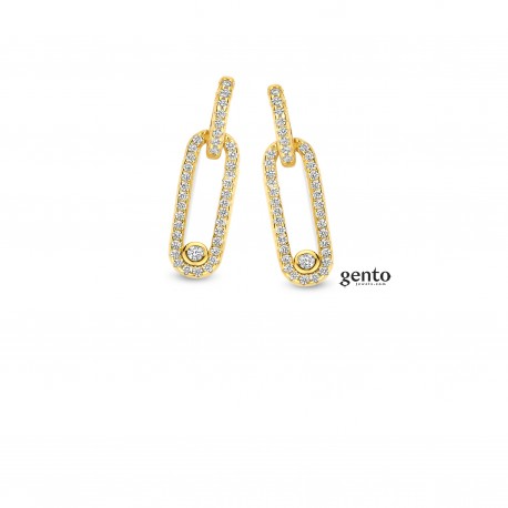 Oorbellen hangers zilver verguld met zirconium Gento Jewels