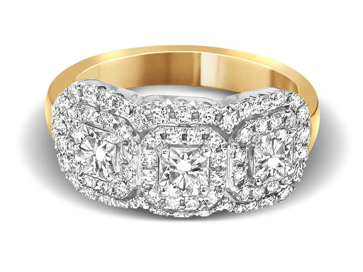 Ring geel en wit goud 18kt met flanders diamant