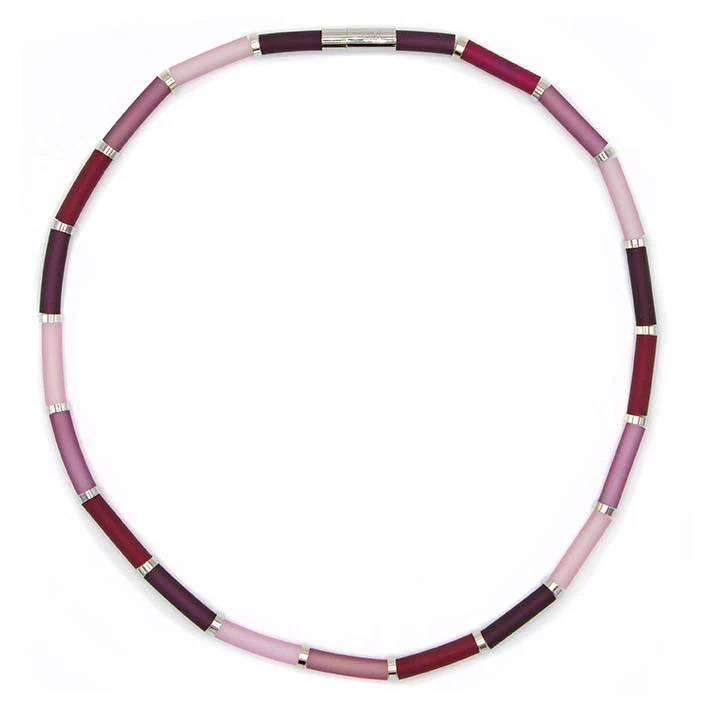 Zero Waste collier Old Pink met stalen elementen Medium 47 cm