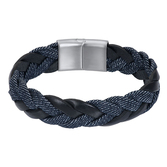 IXXXI armband met handgemaakte leren armband. De gevlochten band met leren en stoffenband. De armband is 21 cm lang. 