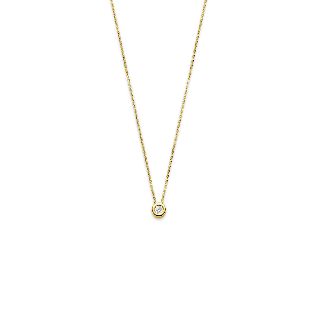 Dit chique collier is vervaardigd uit 14 karaat geelgoud. Het collier heeft draaglengtes 41cm en 45cm. 