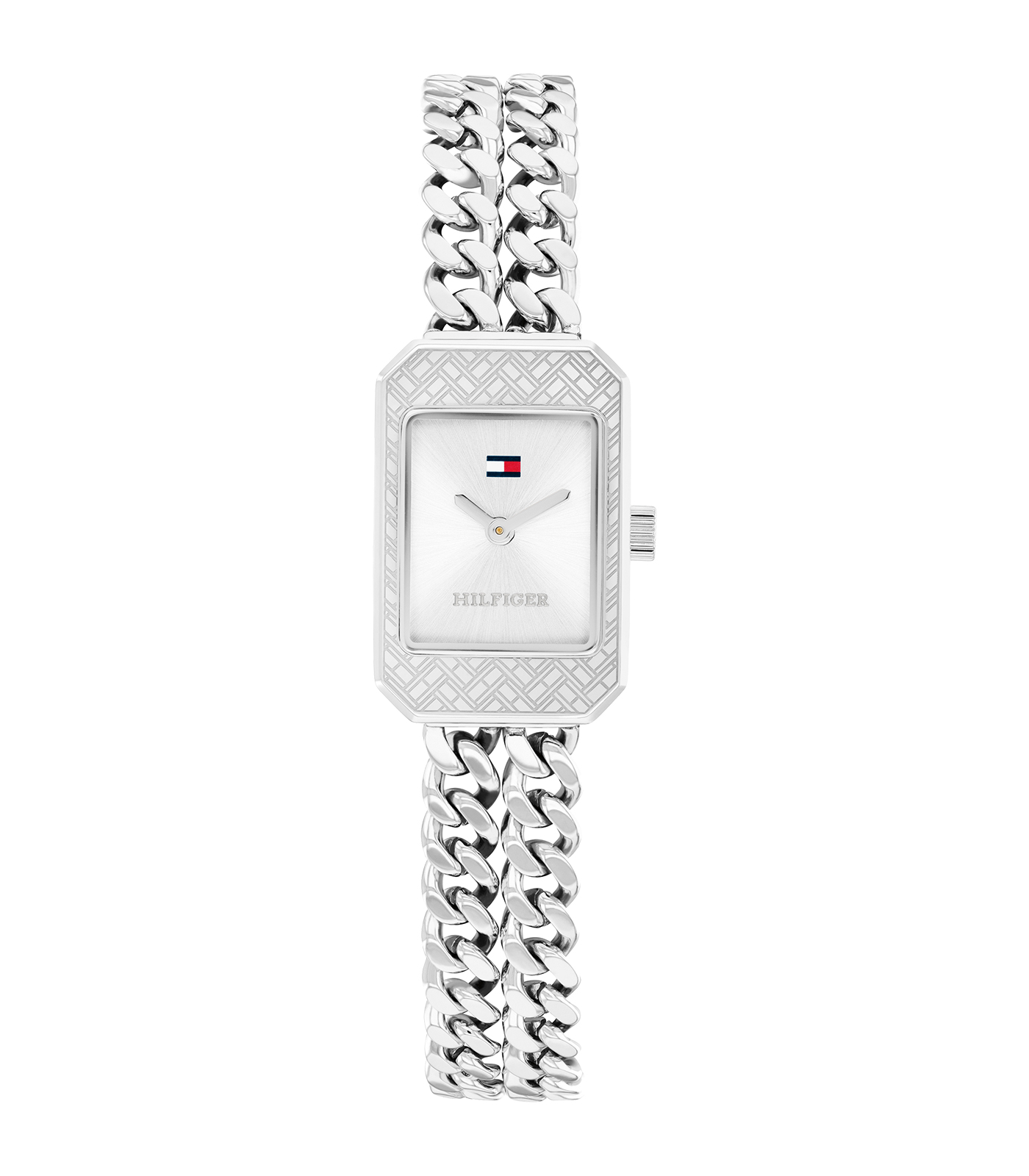 Het Tommy Hilfiger Dames Horloge model 1782841 is een elegante polshorloge met een rechthoekige kastvorm in zilverkleurig roestvrij staal. Het heeft een analoge wijzerplaat zonder datumfunctie, en een quartz uurwerk. Waterbestendig tot niveau 3. Perfect voor dagelijks gebruik of zakelijke ontmoetingen, dit horloge combineert moeiteloos stijl met functionaliteit.