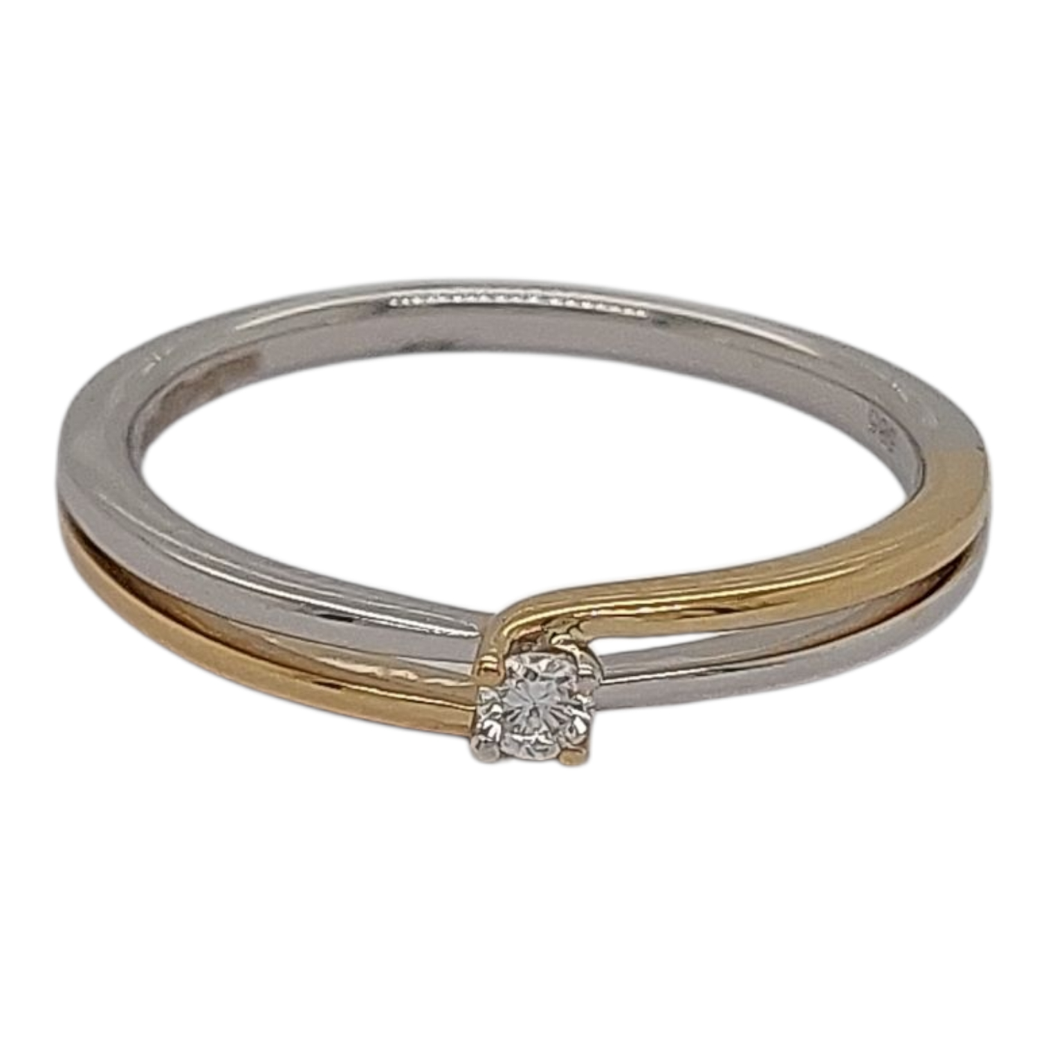 14kt bicolor ring met 0.05ct diamant