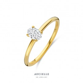 Ring YG solitaire 4 griffen oval 0.30ct Lab Grown Diamant