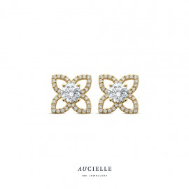 Oorstekers bloem YG 0.67ct (0.25ct centerstone) Lab Grown Diamant