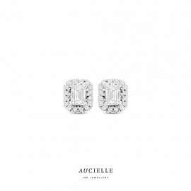 Oorstekers entourage emerald cut YG/WG LGD 0.530ct