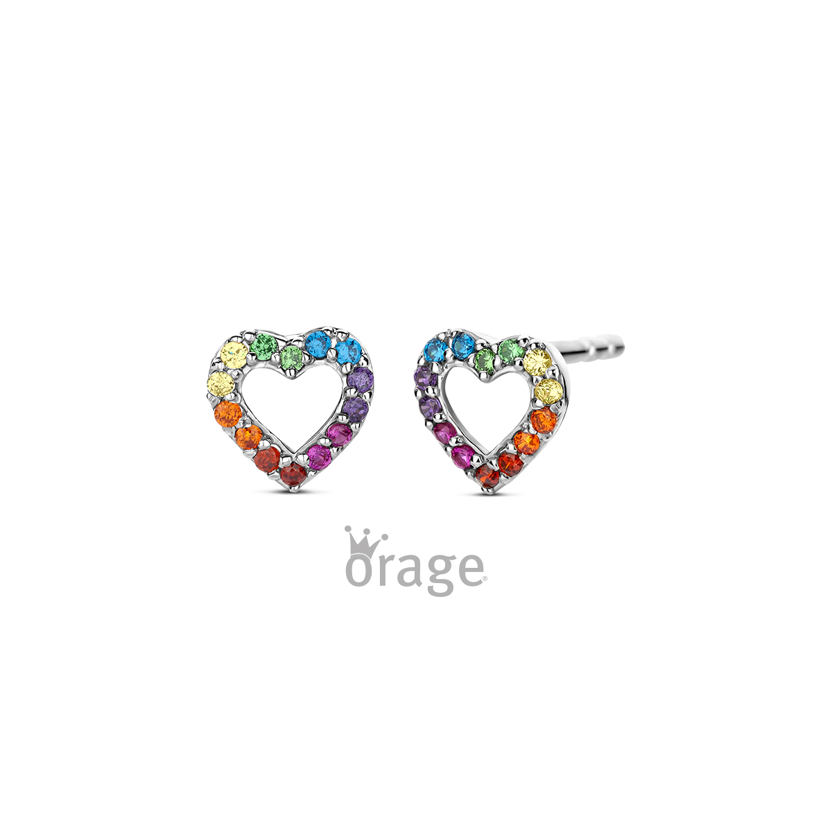 Orage Kids Oorstekers zilver met hartjes