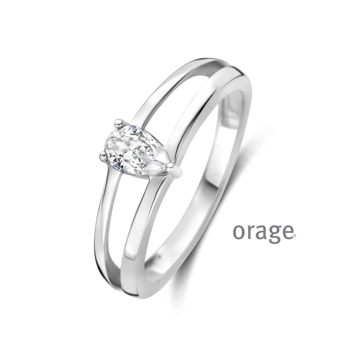 Orage Ring zilver gezet met peervormige zirconia