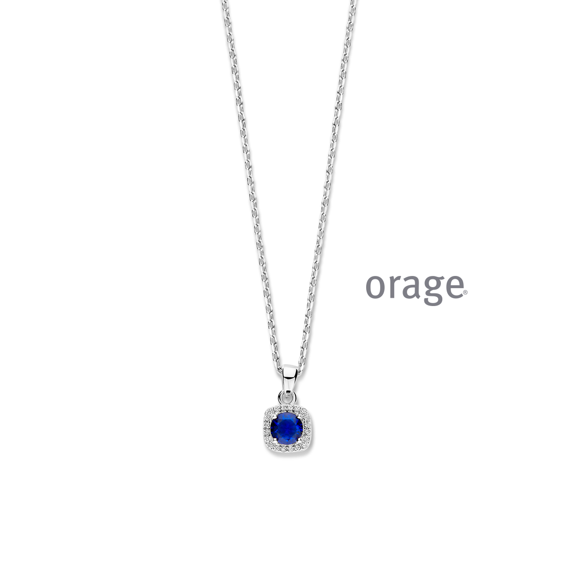 Orage Collier zilver met blauwe steen