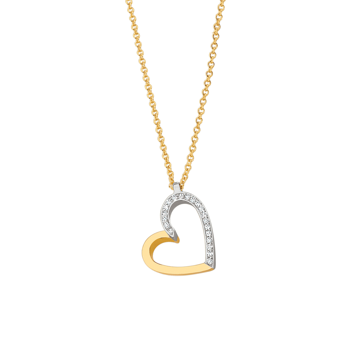 Naiomy Gold Collier hart goud 18k gezet met briljant