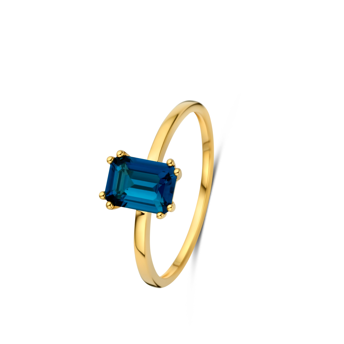Naiomy ring goud 18k gezet met Topaas London blue