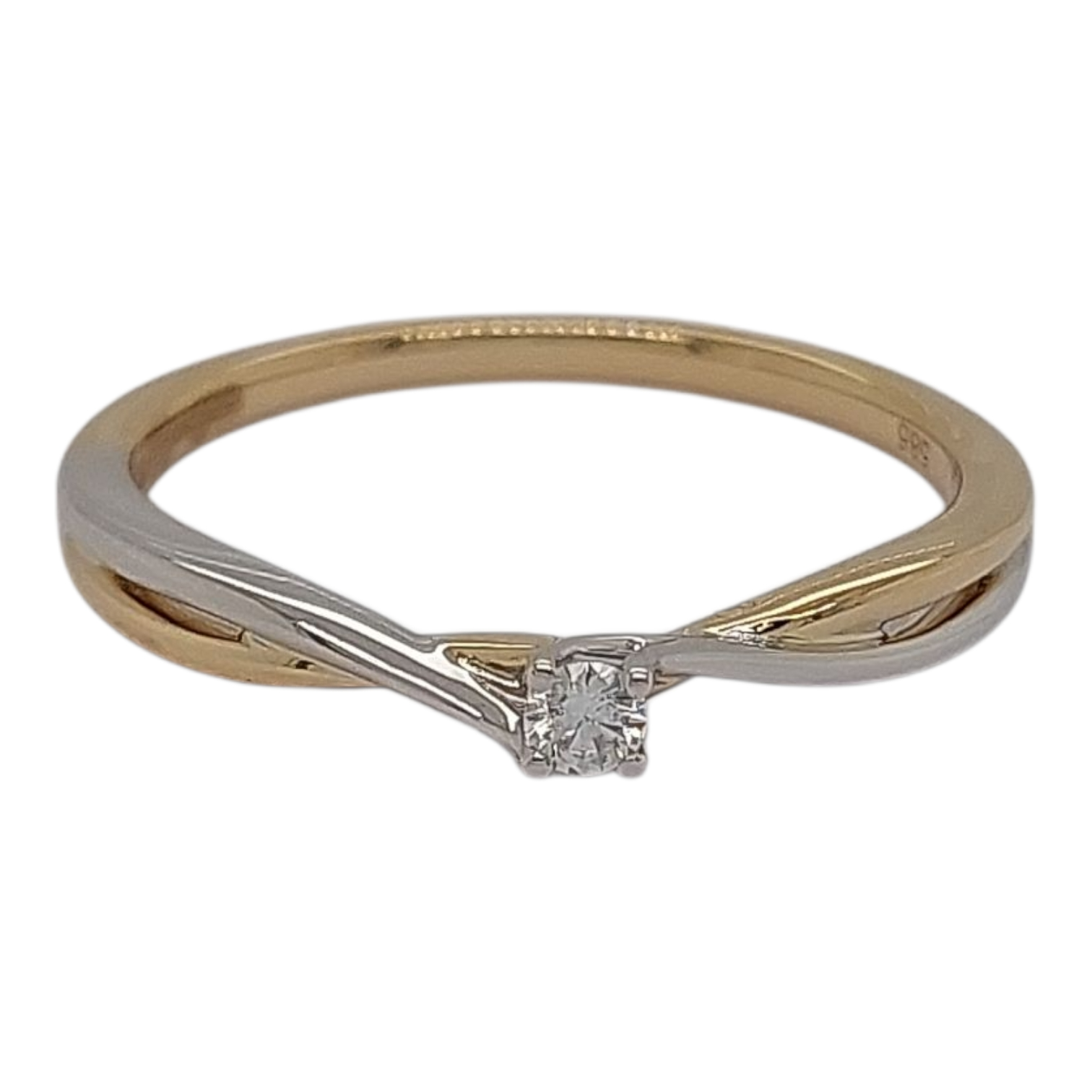 14kt gouden bicolor ring met 0,05ct diamant