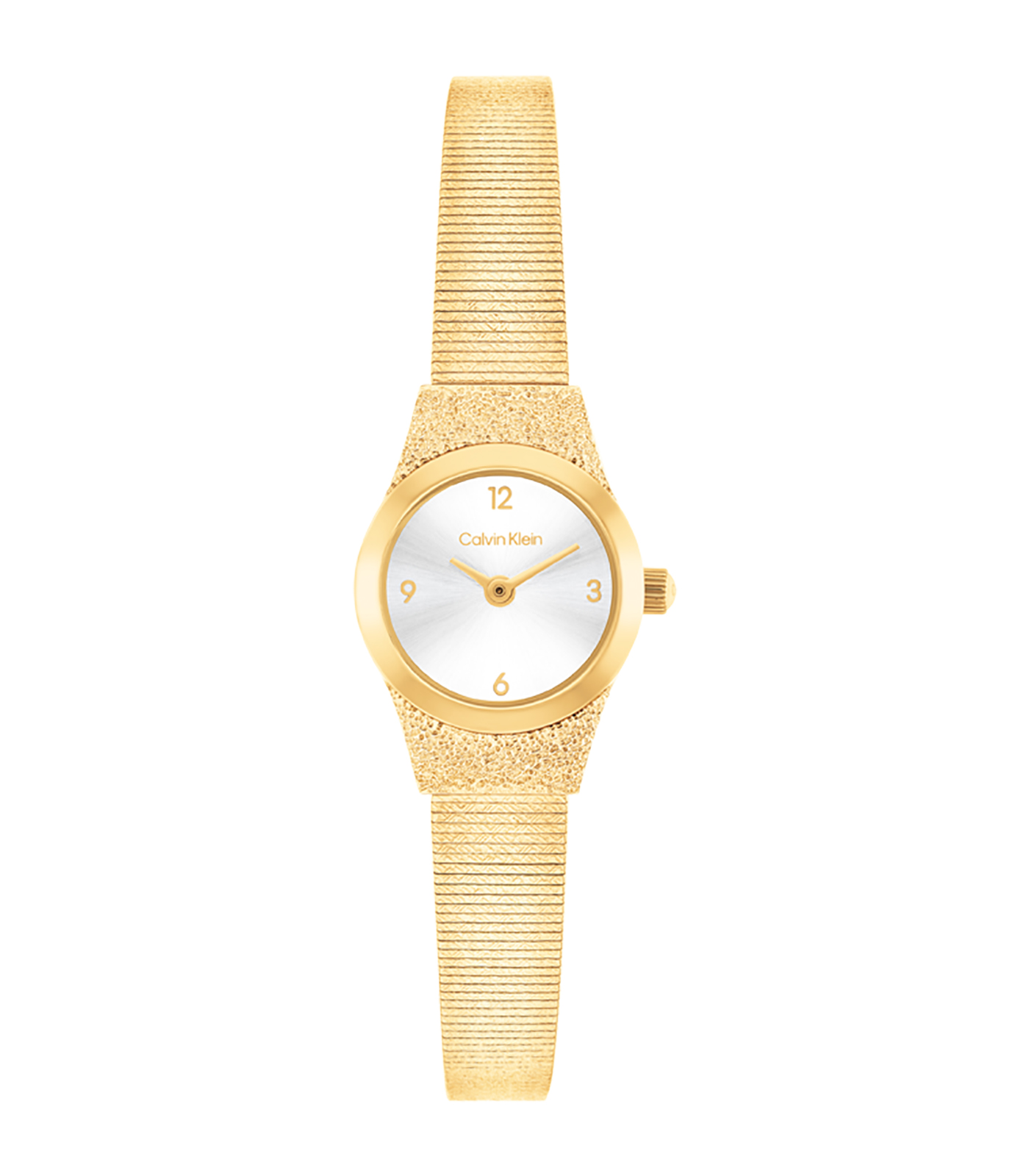 Dit Calvin Klein Goudkleurige Dameshorloge heeft een elegant, rond ontwerp met een roestvrijstalen kast en Milanese mesh band, beide in goudkleur. Het heeft een witte wijzerplaat met Arabische indexen. Waterbestendig niveau 3, nikkelvrij en voorzien van een quartz bewegingsmechanisme. Ideaal om dagelijks te dragen voor een stijlvolle, klassieke look.