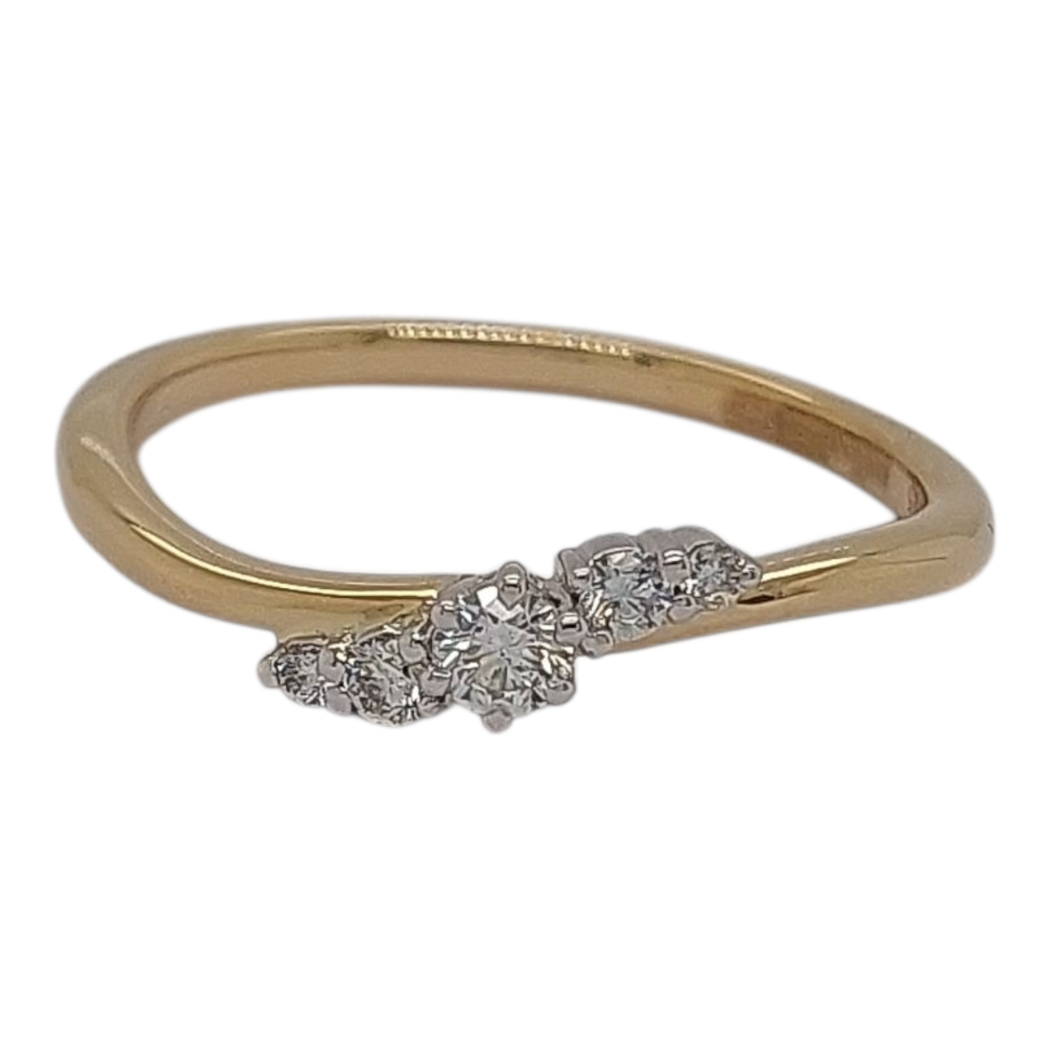 14kt gouden ring met diamanten, totaal 0.18ct