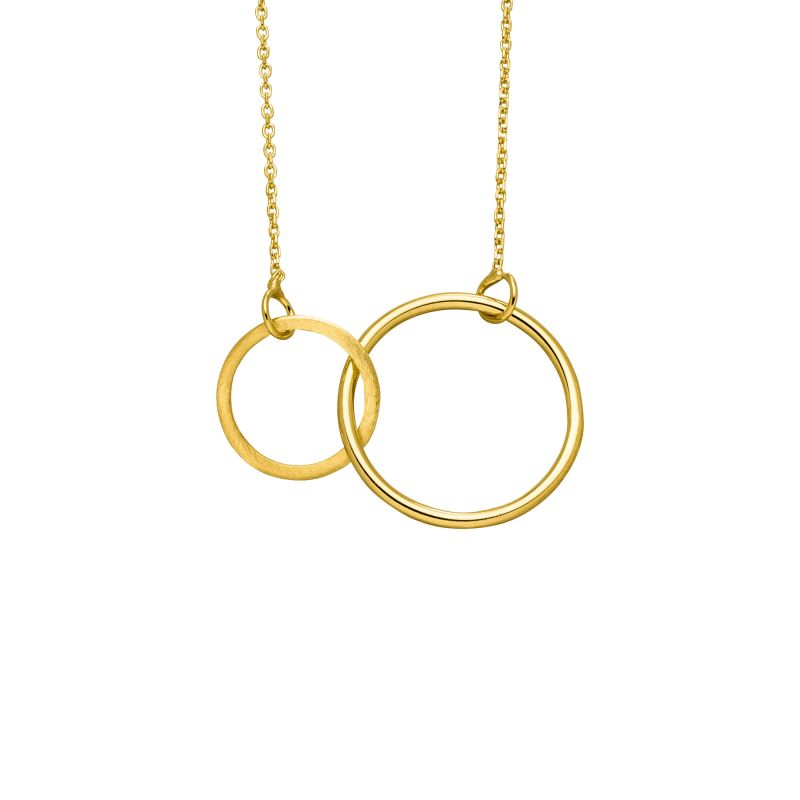 14kt gouden collier met 2 ringetjes in elkaar