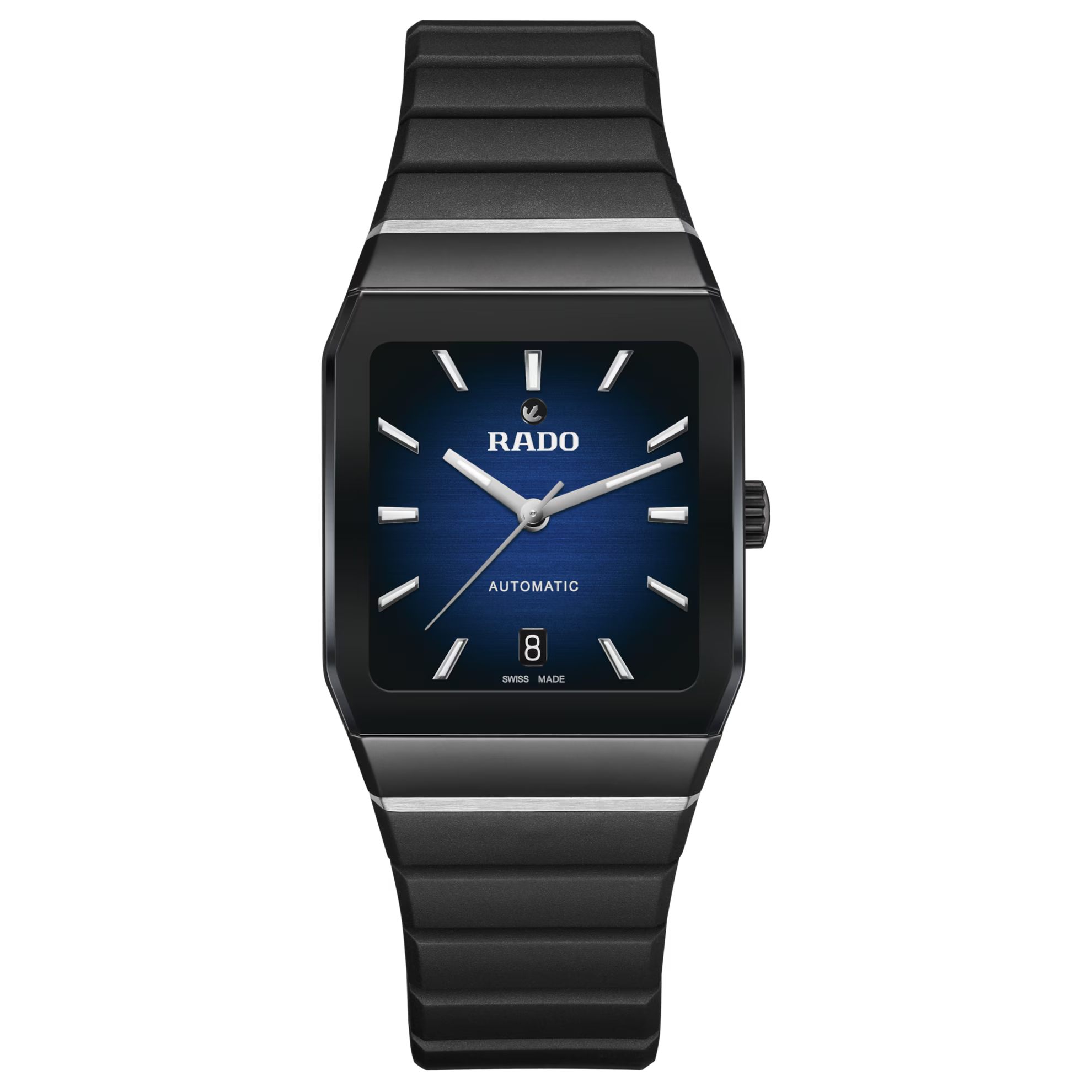 Ontdek de perfecte harmonie tussen comfort en esthetiek met de Rado Anatom Automatic. Aangedreven door het Rado kaliber R766 uurwerk en uitgerust met een Nivachron™ antimagnetische spiraalveer, garandeert dit horloge nauwkeurige tijdwaarneming met moeiteloze elegantie. Het horloge is ontworpen voor duurzaamheid en verfijning en beschikt over een zwarte matte hightech keramische lunette en een cilindrisch saffierglas met antireflectiecoating aan de binnenkant. De transparante roestvrijstalen achterkant biedt een kijkje in het betoverende binnenwerk van het horloge. De wijzerplaat vertoont een betoverende blauw-zwarte overgang, wat diepte en allure toevoegt aan het ontwerp van het horloge. Ontworpen voor comfort de hele dag, is de zwarte rubberen band vastgemaakt met een geborstelde roestvrijstalen 3-voudige sluiting en een zwarte matte hightech keramische behuizing. Het horloge is waterbestendig tot 50 meter. Of u nu nieuwe horizonnen verkent of een statement maakt tijdens een formeel evenement, dit horloge is uw perfecte metgezel en staat voor tijdloze elegantie en precisie.