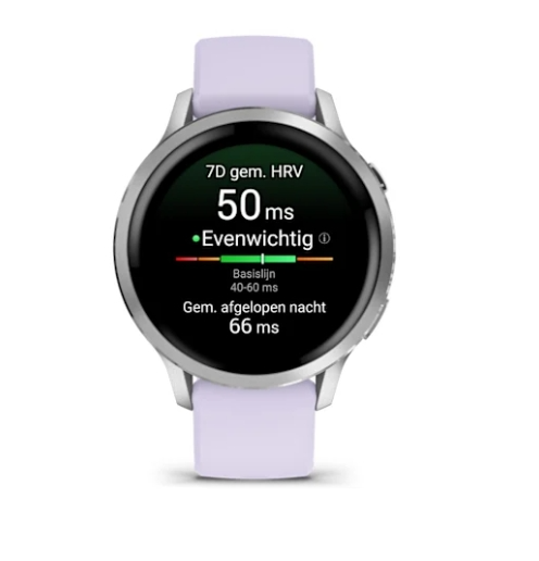 
Met de Garmin Venu 4 Zilver/Paars 41 mm weet je meer over je gezondheid en krijg je tips voor het verbeteren van je levensstijl. Je krijgt bijvoorbeeld inzicht in je dagelijkse beweging, stressniveau en slaap. Al deze informatie vind je in de Garmin Connect app. Je workouts houd je ook nauwlettend bij. Dankzij de Garmin Coach functie maak je persoonlijke trainingsplannen en krijg je tips voor trainingen op basis van je fitheid. De handige zaklamp gebruik je als je in het donker iets kwijt bent of als je extra zichtbaar wil zijn tijdens het hardlopen. Je ziet al je smartphonemeldingen op dit horloge en je belt er ook mee. Je luistert naar je favoriete muziek, ook als je je smartphone niet bij je hebt. Je moet dan wel je draadloze oordopjes verbinden met het horloge. De batterij gaat bij gemiddeld gebruik tot 10 dagen mee.