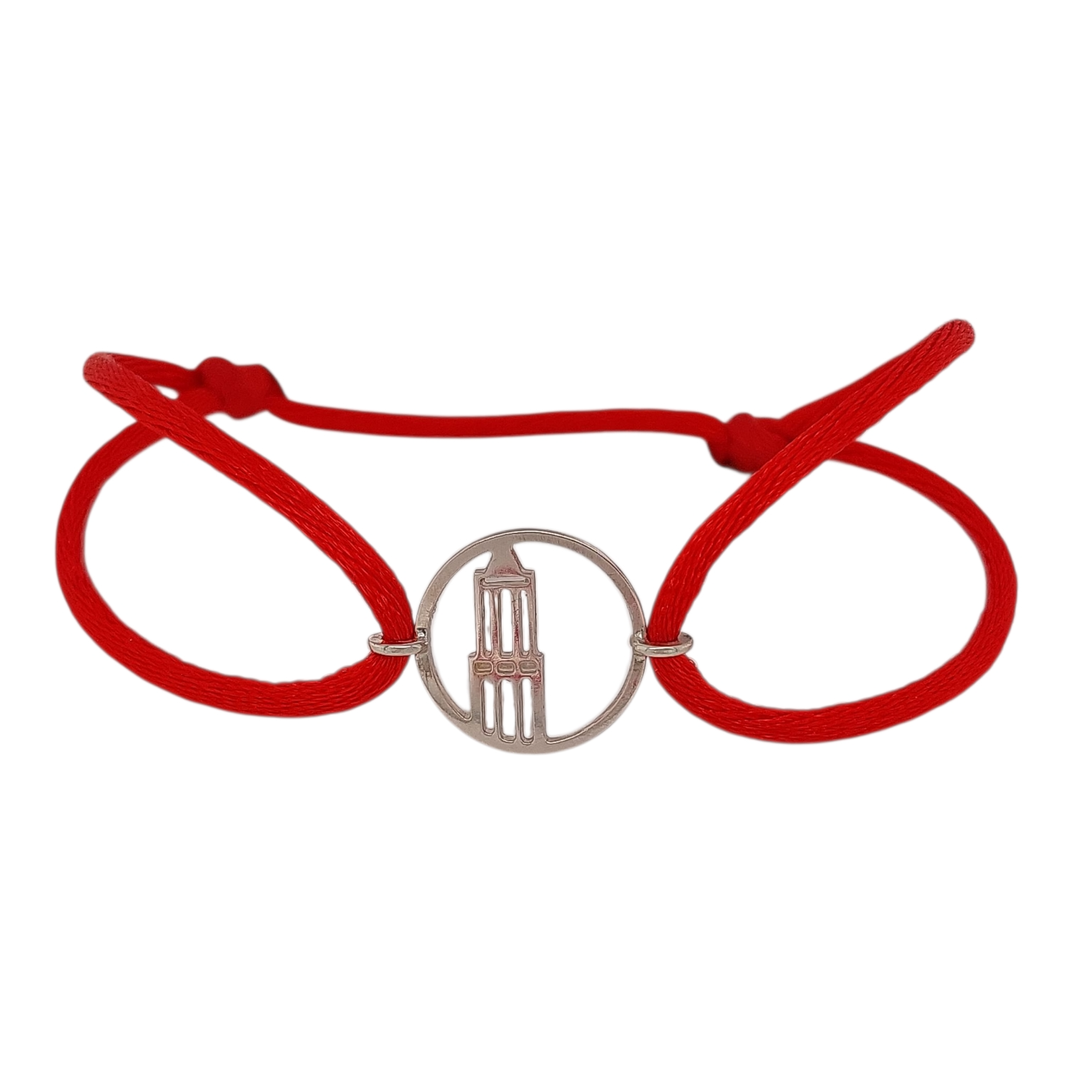 Satijnen armband met tussenstuk Domtoren Utrecht in zilver