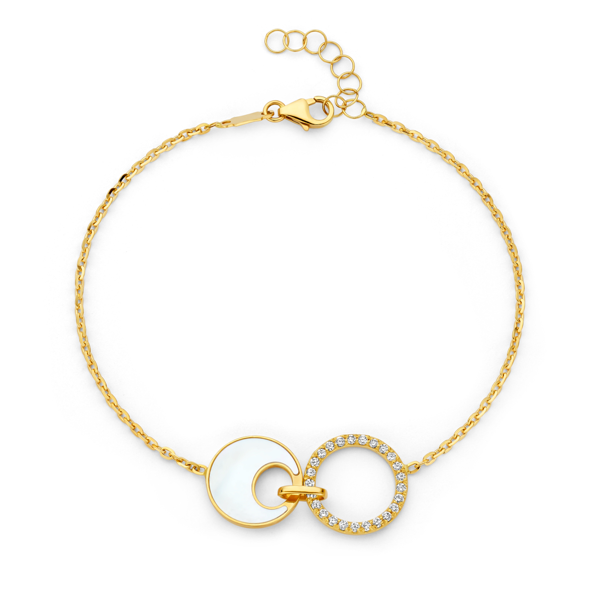 Naiomy armband goud 18k met briljant en parelmoer